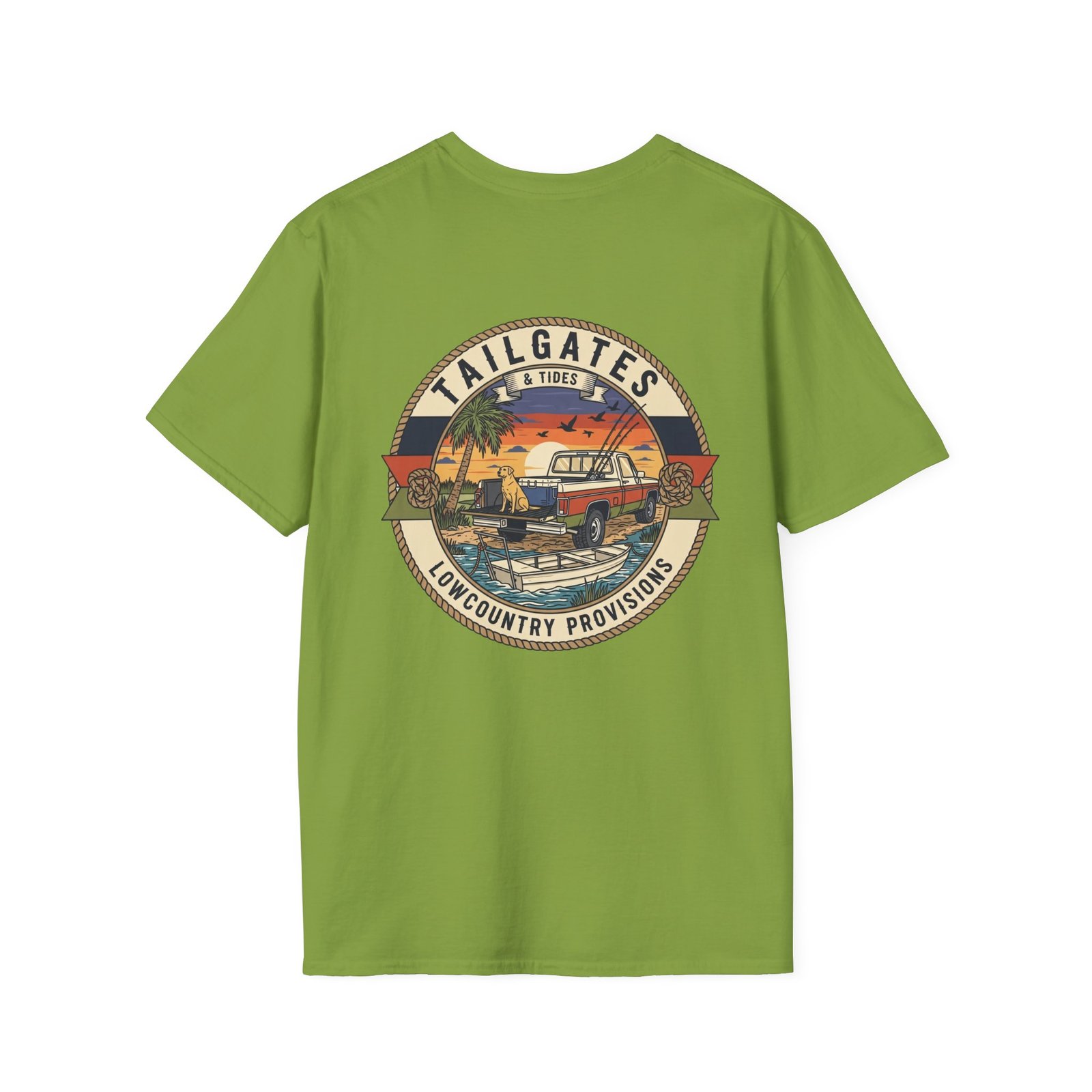Tailgates & Tides Lowcountry Truck Skiff Back Graphic | Southern Coastal Outdoor Life Tee | Vintage Vector Saltwater Fishing Gift - Image 22