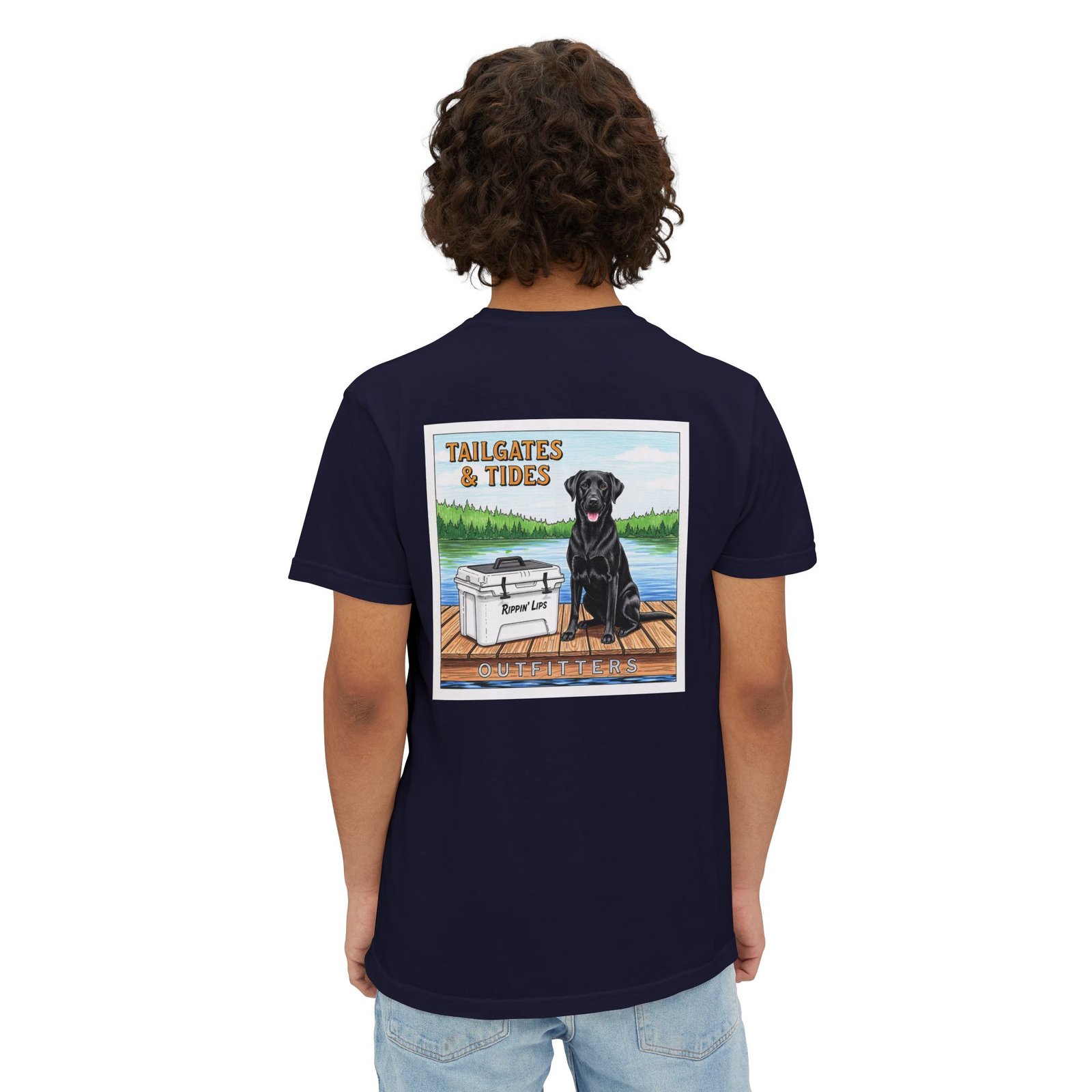 Tailgates and Tides Dog Shirt - Black Lab on Dock - Lake Life Graphic Tee - Southern Brand Gift - Preppy Outdoor Style - Comfort Colors - Image 12