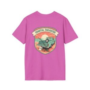 Coastal Tailgates Truck Beach Scene T-Shirt | Vintage Sunset Badge
