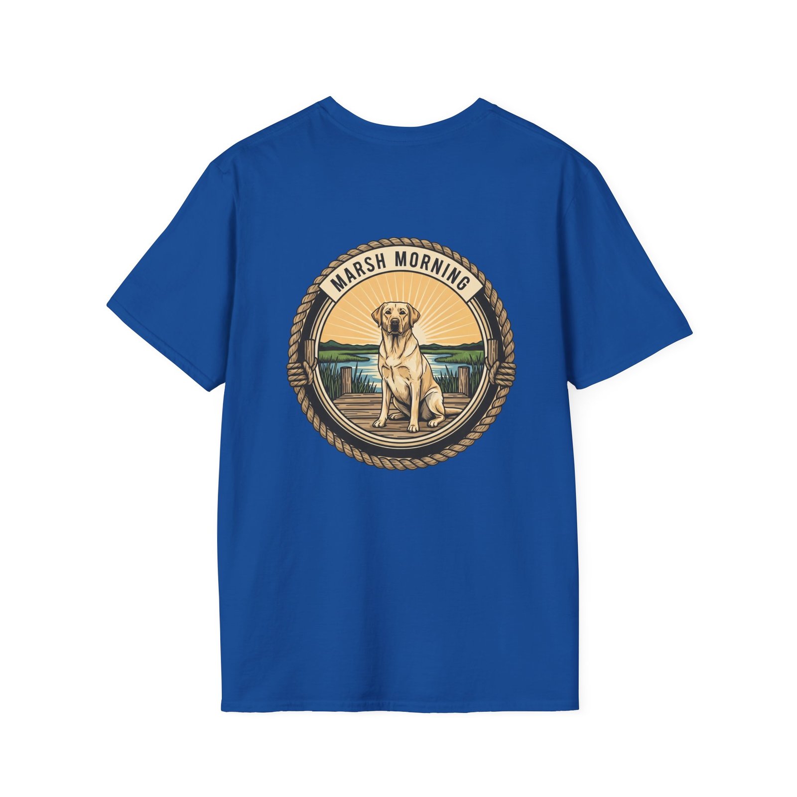 Marsh Morning Yellow Lab Shirt | Southern Duck Hunting Tee | Vintage Retriever Rope Badge | Coastal Sunrise Graphic Gift - Image 22