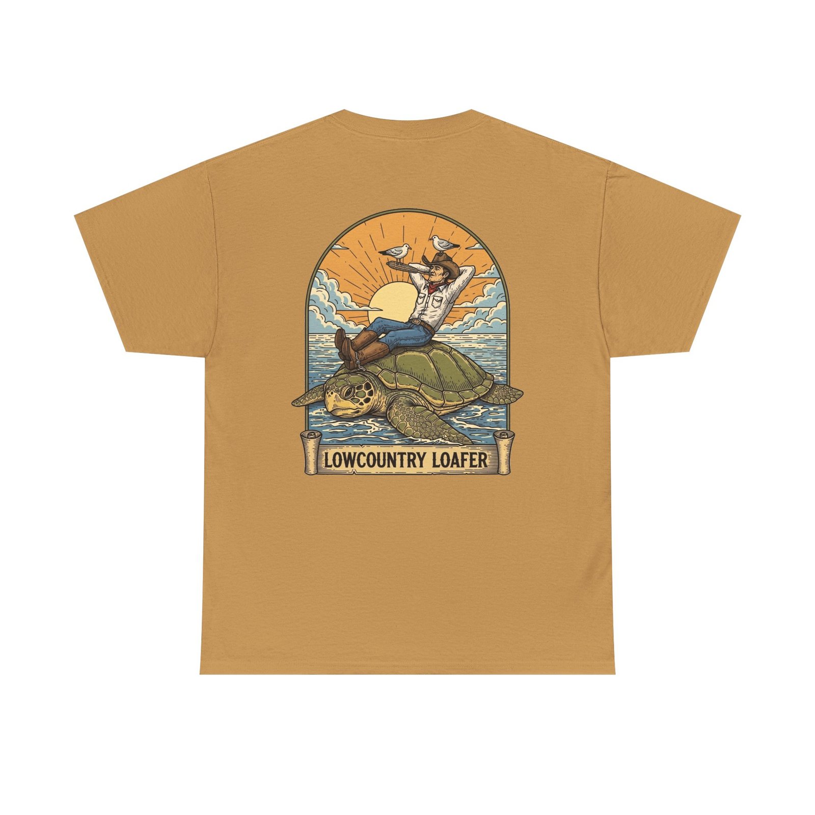 Lowcountry Loafer Sea Turtle T-Shirt | Southern Coastal Marsh Graphic Tee | Relaxed Preppy Beach Aesthetic | Saltwater Soul Gift