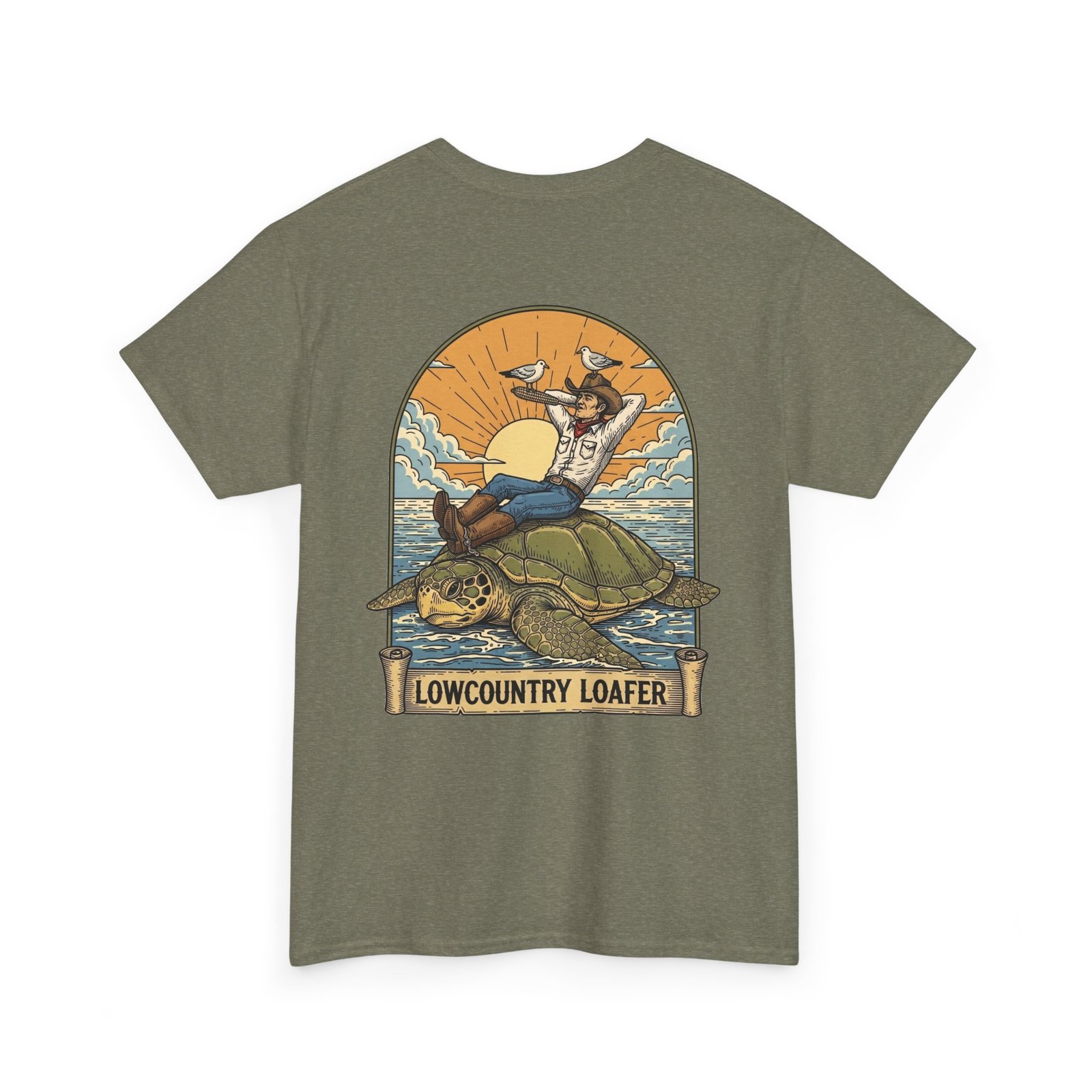 Lowcountry Loafer Sea Turtle T-Shirt | Southern Coastal Marsh Graphic Tee | Relaxed Preppy Beach Aesthetic | Saltwater Soul Gift - Image 28