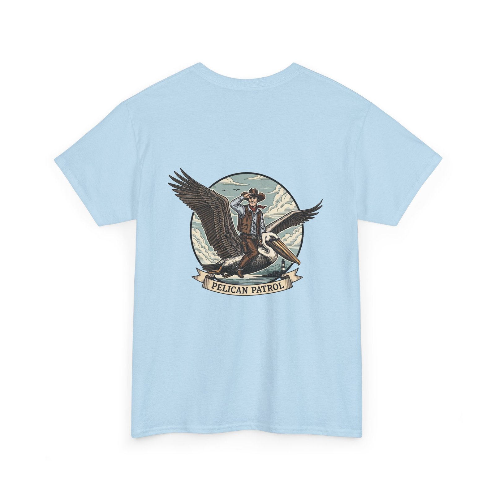 Pelican Cowboy T-Shirt | Flying Cowboy Graphic Tee | Coastal Bird Watcher | Lowcountry Sky Rodeo | Retro Southern Style - Image 24