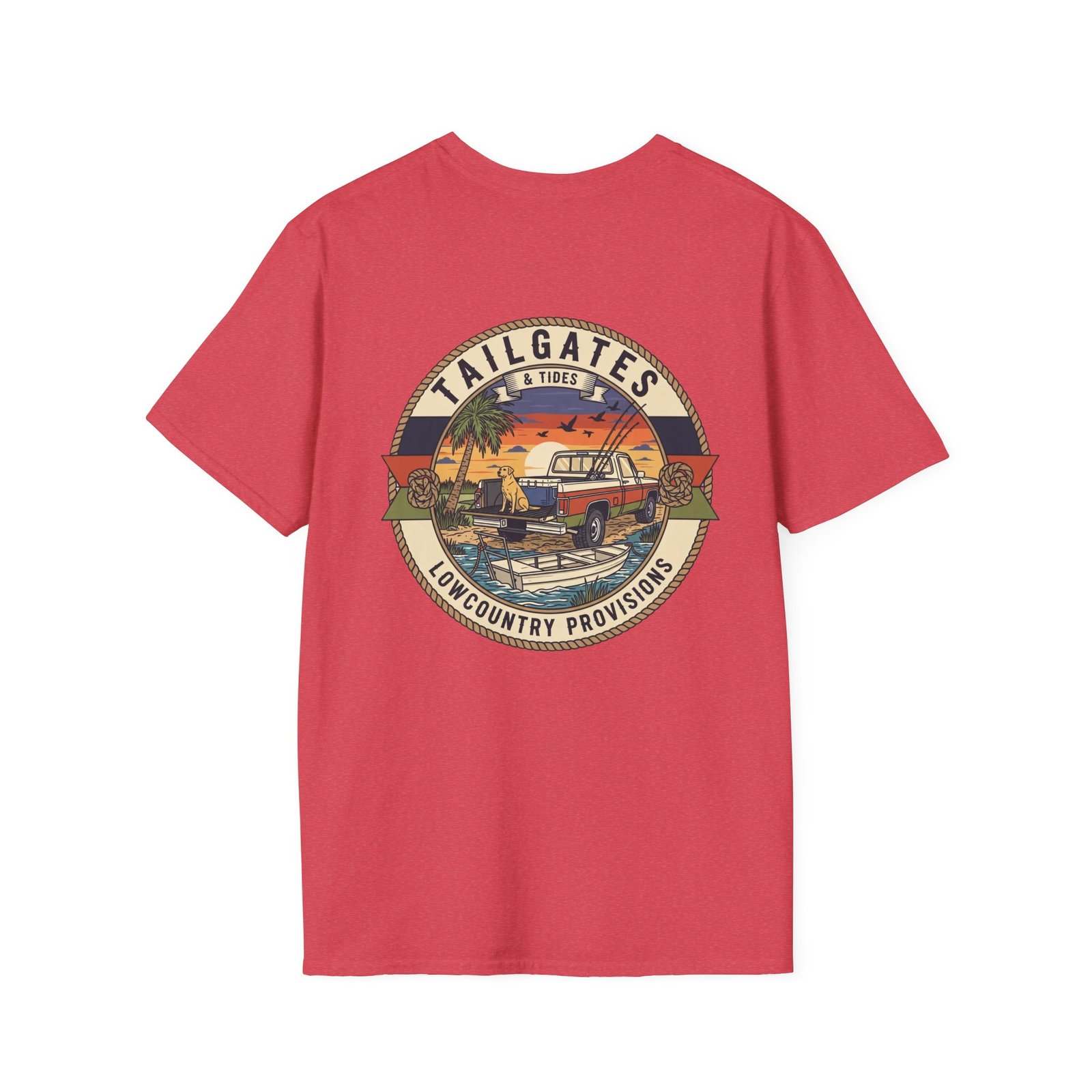 Tailgates & Tides Lowcountry Truck Skiff Back Graphic | Southern Coastal Outdoor Life Tee | Vintage Vector Saltwater Fishing Gift - Image 46