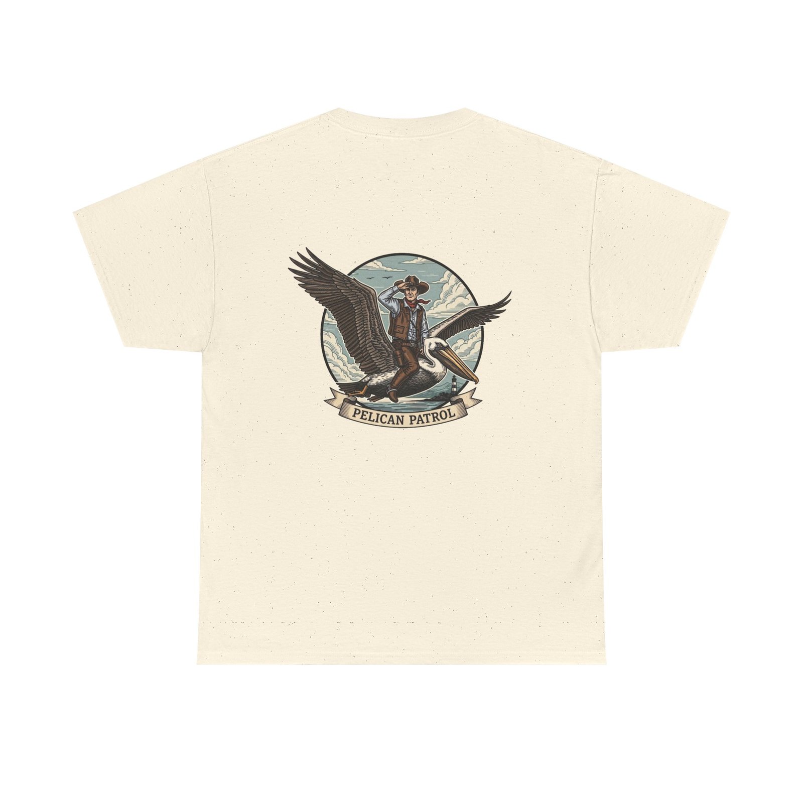 Pelican Cowboy T-Shirt | Flying Cowboy Graphic Tee | Coastal Bird Watcher | Lowcountry Sky Rodeo | Retro Southern Style - Image 18