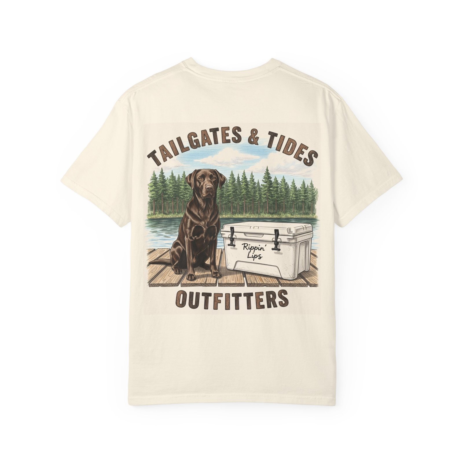 Chocolate Lab Fishing Shirt, Rippin' Lips Cooler Tee, Lake House Dog Gift, Southern Outdoor Apparel, Chocolate Labrador Retriever Art