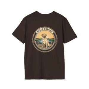 Marsh Morning Yellow Lab Shirt | Southern Duck Hunting Tee | Vintage Retriever Rope Badge | Coastal Sunrise Graphic Gift