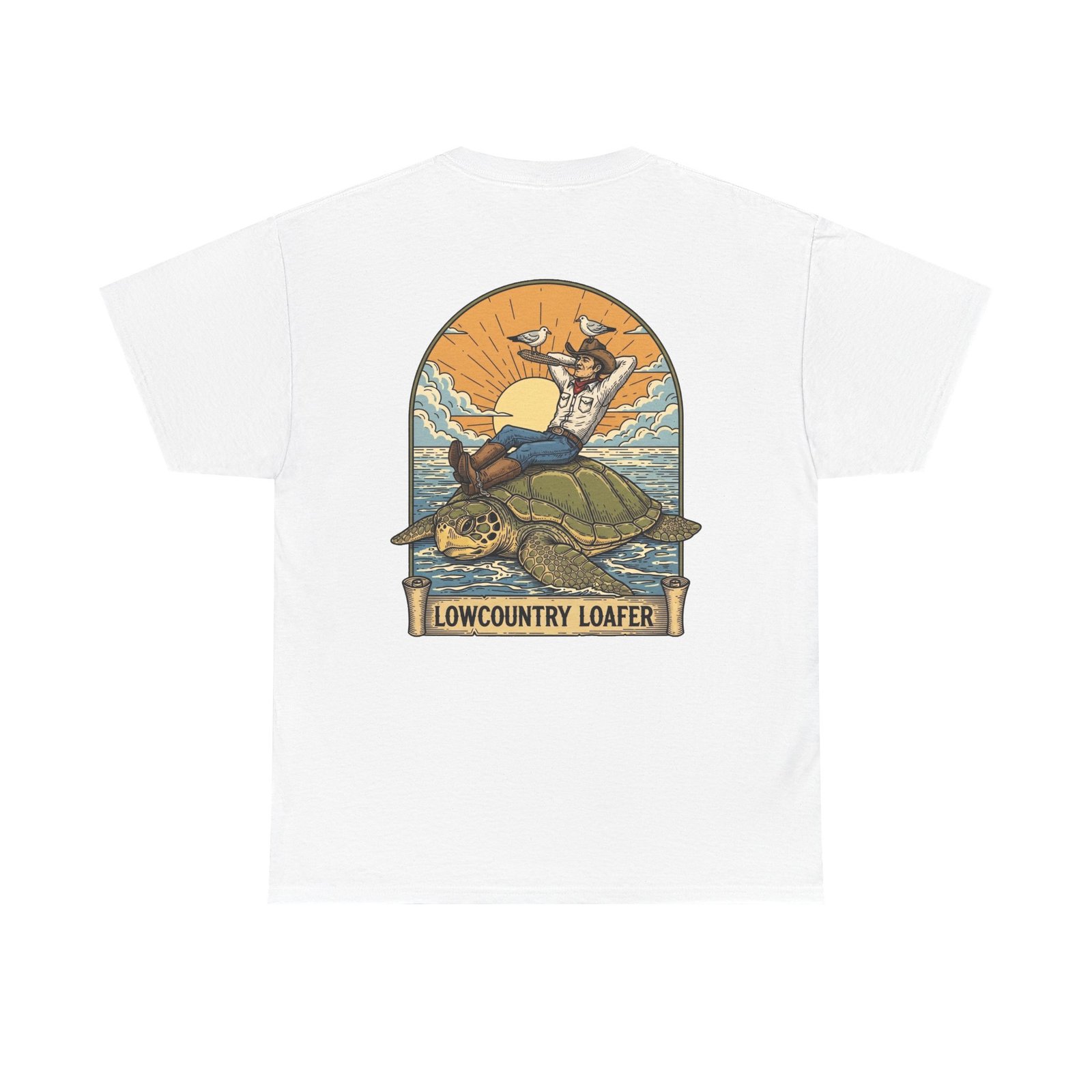 Lowcountry Loafer Sea Turtle T-Shirt | Southern Coastal Marsh Graphic Tee | Relaxed Preppy Beach Aesthetic | Saltwater Soul Gift - Image 6