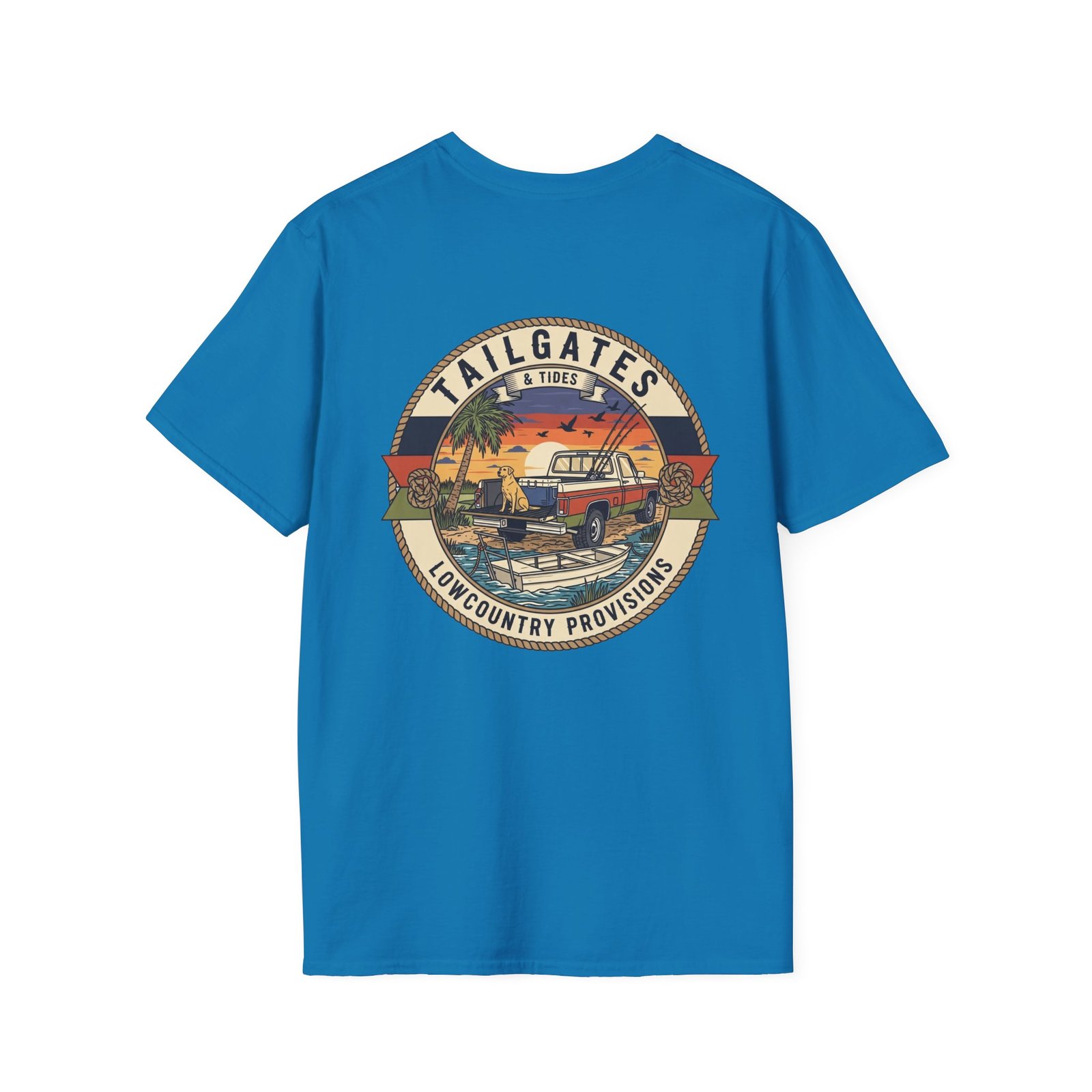 Tailgates & Tides Lowcountry Truck Skiff Back Graphic | Southern Coastal Outdoor Life Tee | Vintage Vector Saltwater Fishing Gift - Image 34