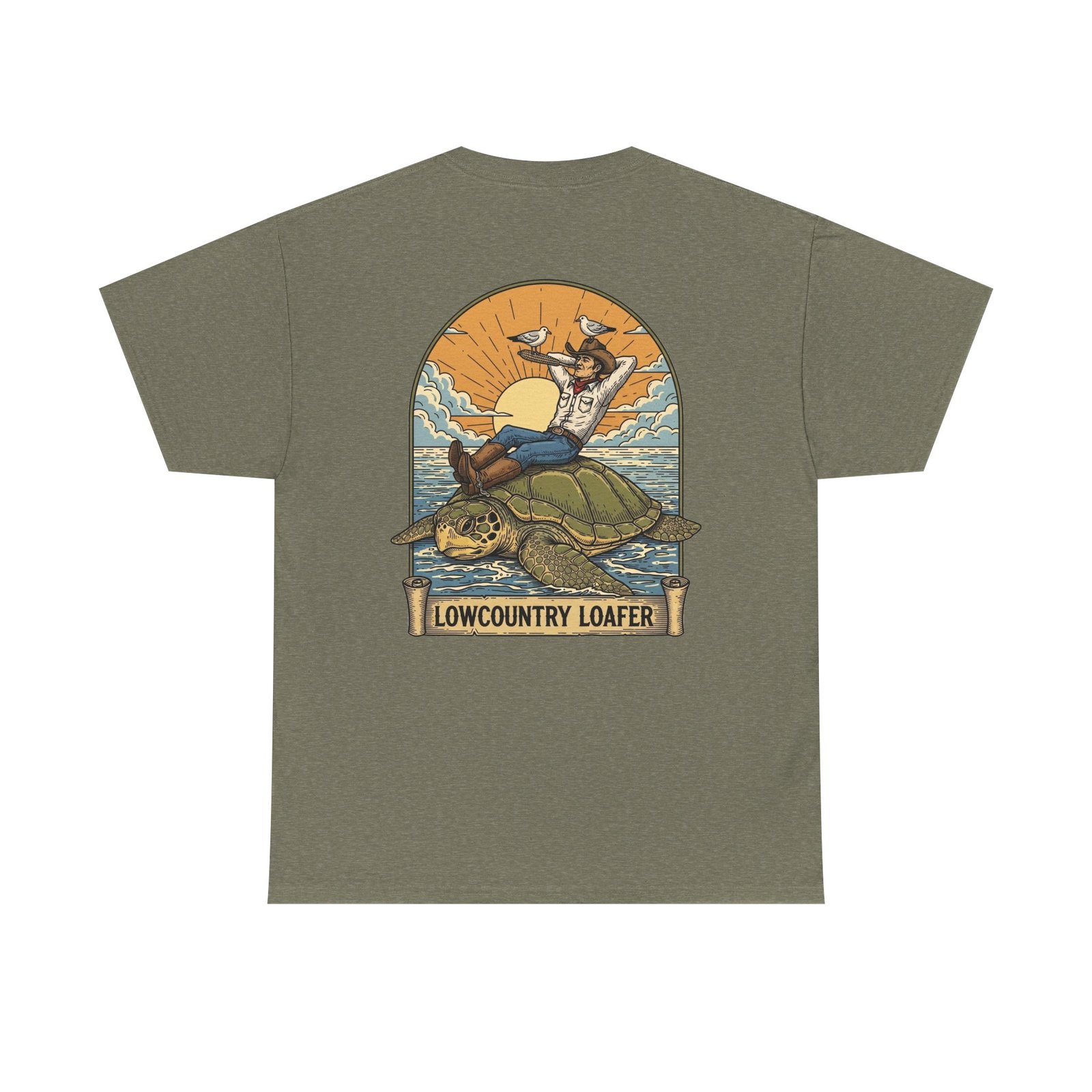 Lowcountry Loafer Sea Turtle T-Shirt | Southern Coastal Marsh Graphic Tee | Relaxed Preppy Beach Aesthetic | Saltwater Soul Gift - Image 26