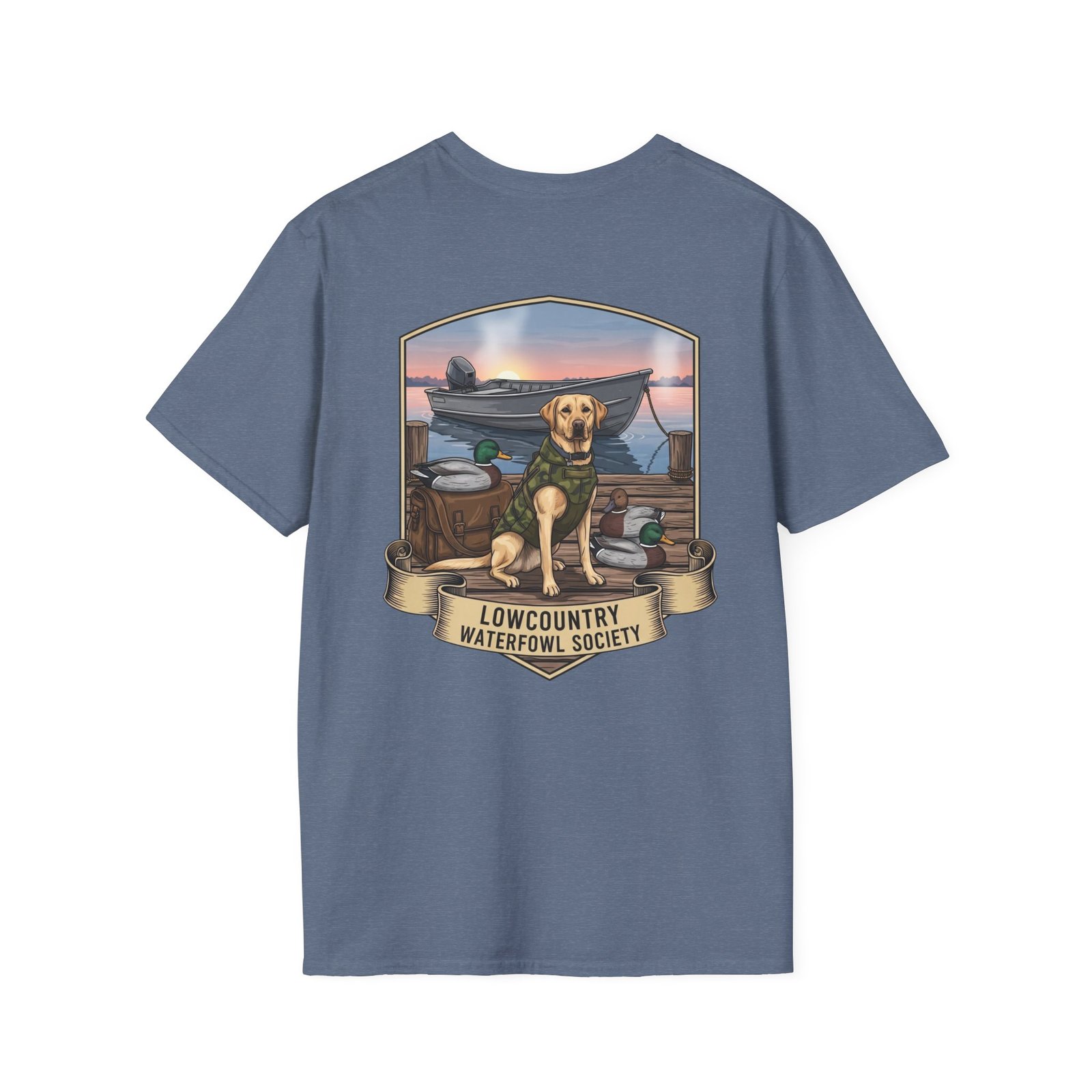 Waterfowl Retriever Emblem T-Shirt | Lowcountry Waterfowl Society, Hunting Dog Badge - Image 26