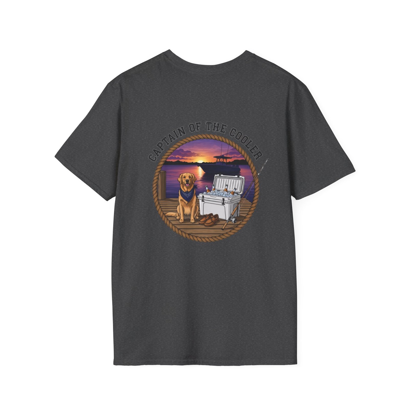 Captain of the Cooler T-Shirt | Dog, Cooler, Sunset Beach Scene - Image 18