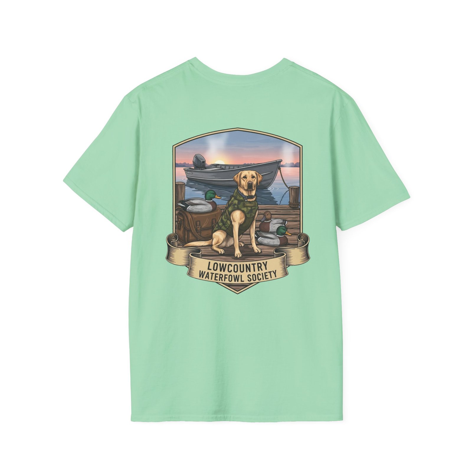 Waterfowl Retriever Emblem T-Shirt | Lowcountry Waterfowl Society, Hunting Dog Badge