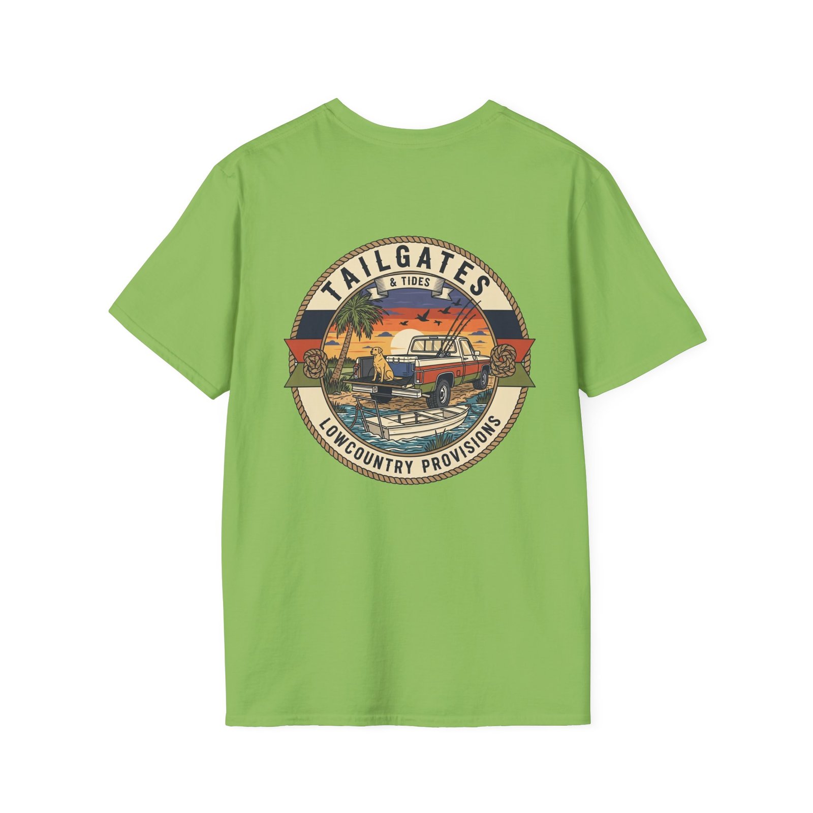 Tailgates & Tides Lowcountry Truck Skiff Back Graphic | Southern Coastal Outdoor Life Tee | Vintage Vector Saltwater Fishing Gift - Image 18