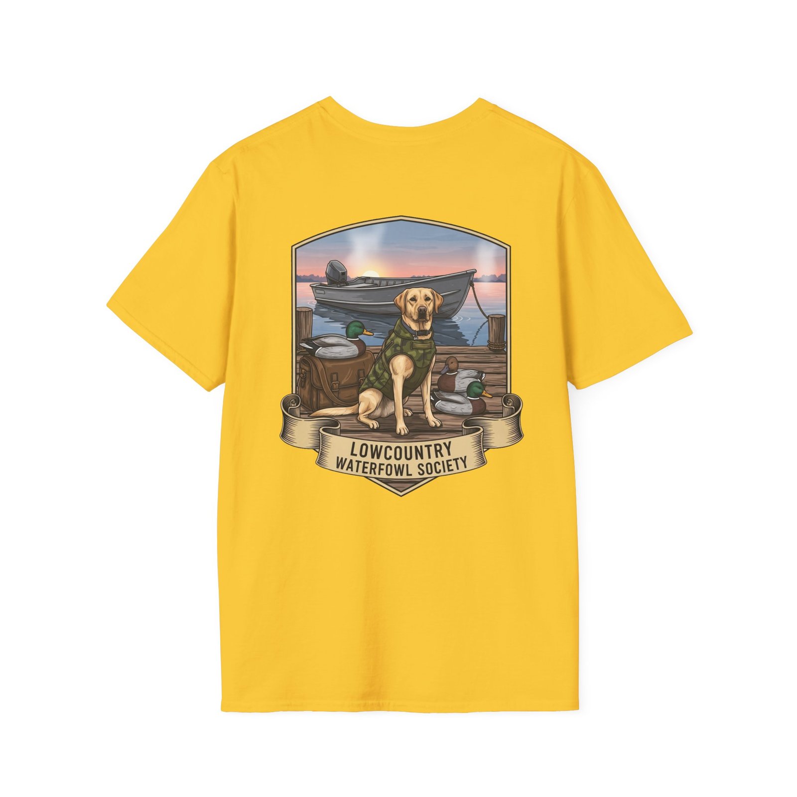 Waterfowl Retriever Emblem T-Shirt | Lowcountry Waterfowl Society, Hunting Dog Badge - Image 18