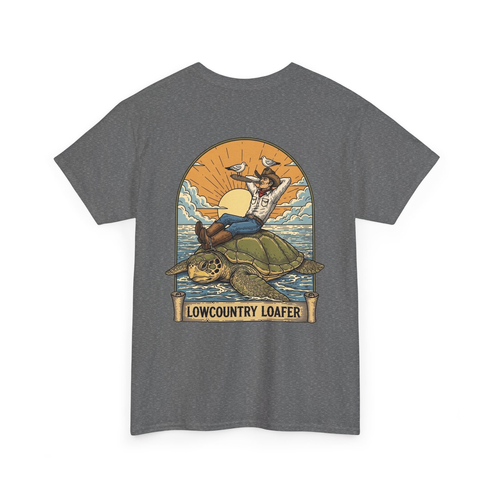 Lowcountry Loafer Sea Turtle T-Shirt | Southern Coastal Marsh Graphic Tee | Relaxed Preppy Beach Aesthetic | Saltwater Soul Gift - Image 36