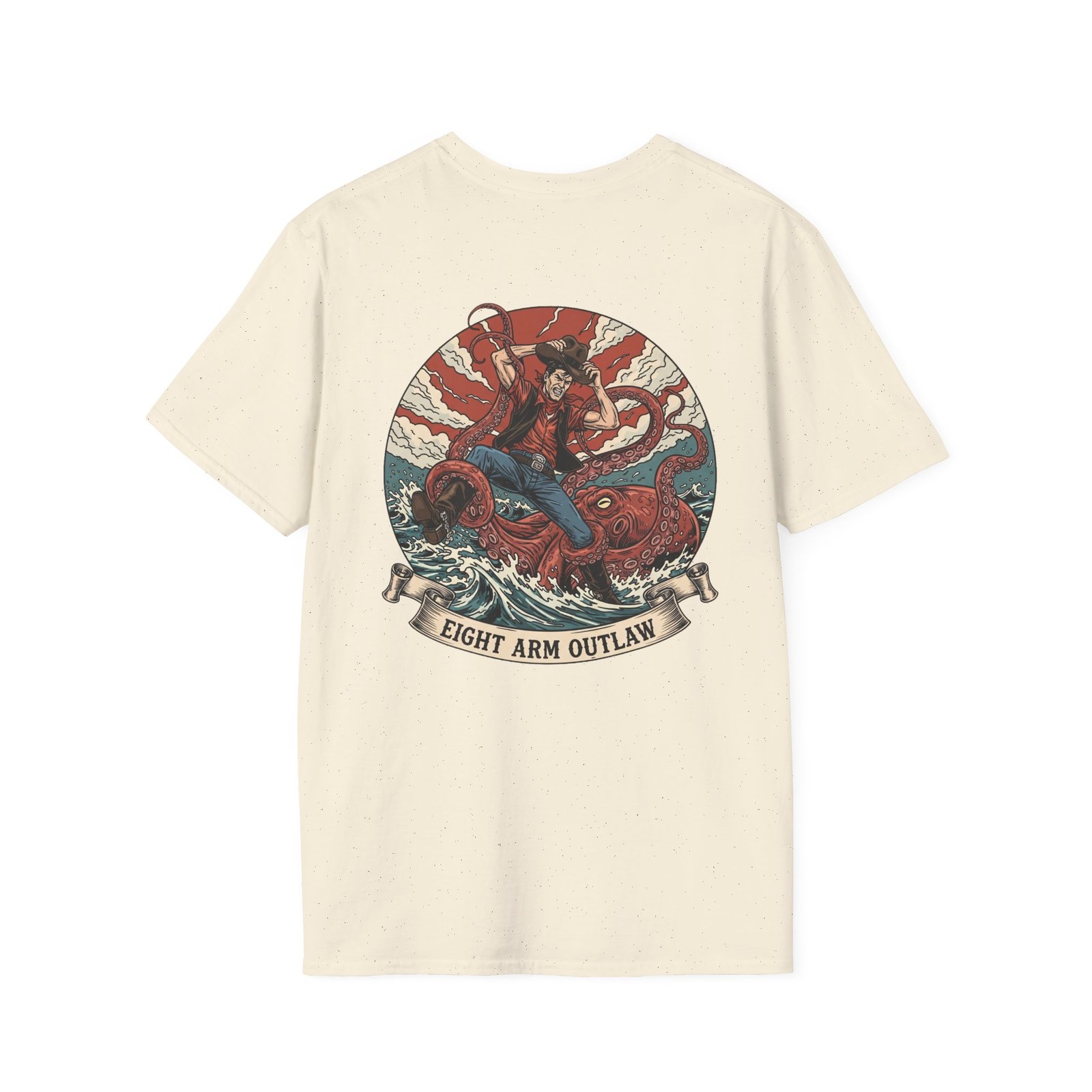 Eight Arm Outlaw T-Shirt | Cowboy vs Octopus | Kraken Wrestling Art | Deep Sea Danger | Rugged Ocean Tee | Tentacle Rodeo Shirt - Image 14