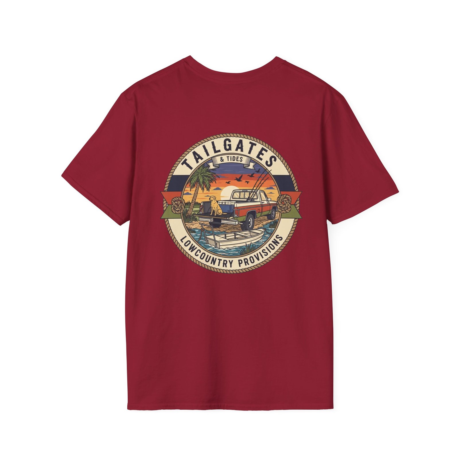 Tailgates & Tides Lowcountry Truck Skiff Back Graphic | Southern Coastal Outdoor Life Tee | Vintage Vector Saltwater Fishing Gift - Image 58