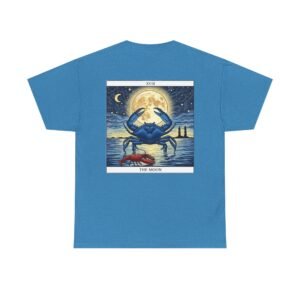 The Moon Tarot Card Shirt Blue Crab Tee Gildan Heavy Cotton T-Shirt Celestial Moon Phase Gift Witchy Crab Graphic Top Tides nd Magic Apparel