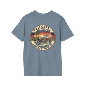 Tailgates & Tides Lowcountry Truck Skiff Back Graphic | Southern Coastal Outdoor Life Tee | Vintage Vector Saltwater Fishing Gift