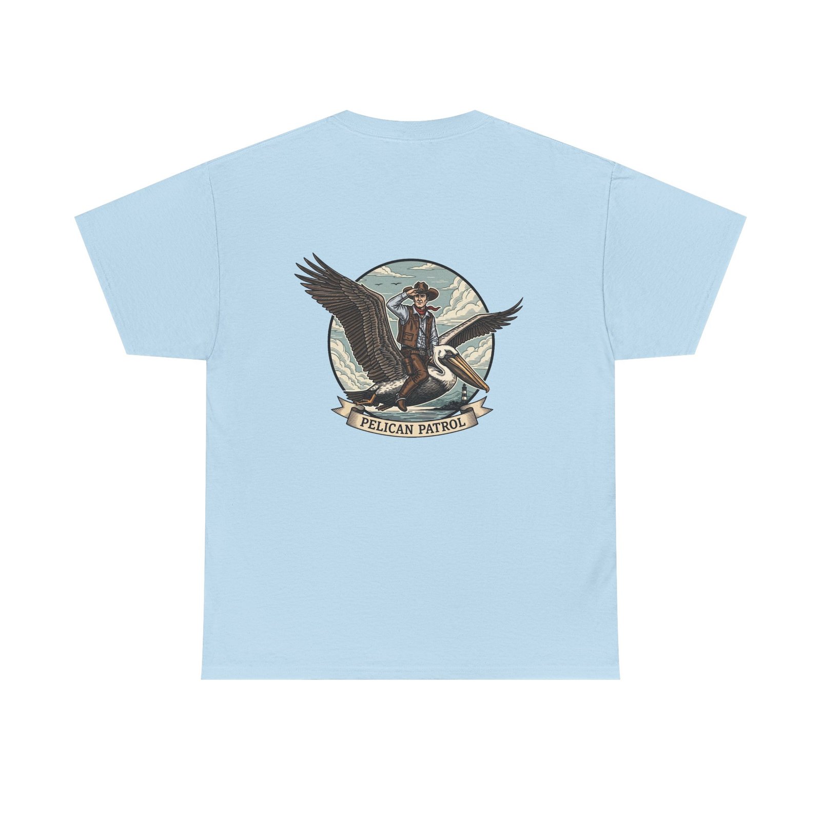 Pelican Cowboy T-Shirt | Flying Cowboy Graphic Tee | Coastal Bird Watcher | Lowcountry Sky Rodeo | Retro Southern Style - Image 22