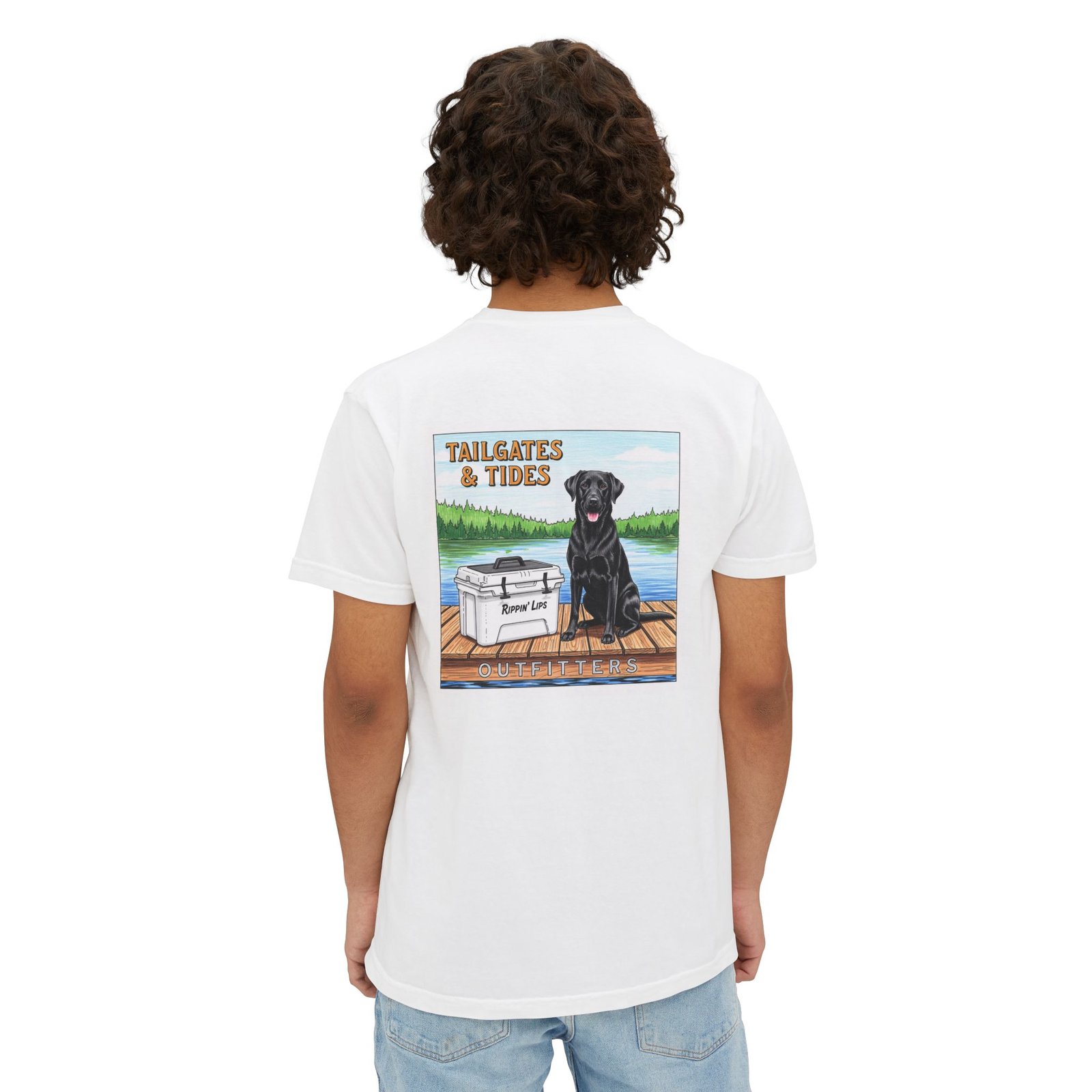 Tailgates and Tides Dog Shirt - Black Lab on Dock - Lake Life Graphic Tee - Southern Brand Gift - Preppy Outdoor Style - Comfort Colors - Image 8