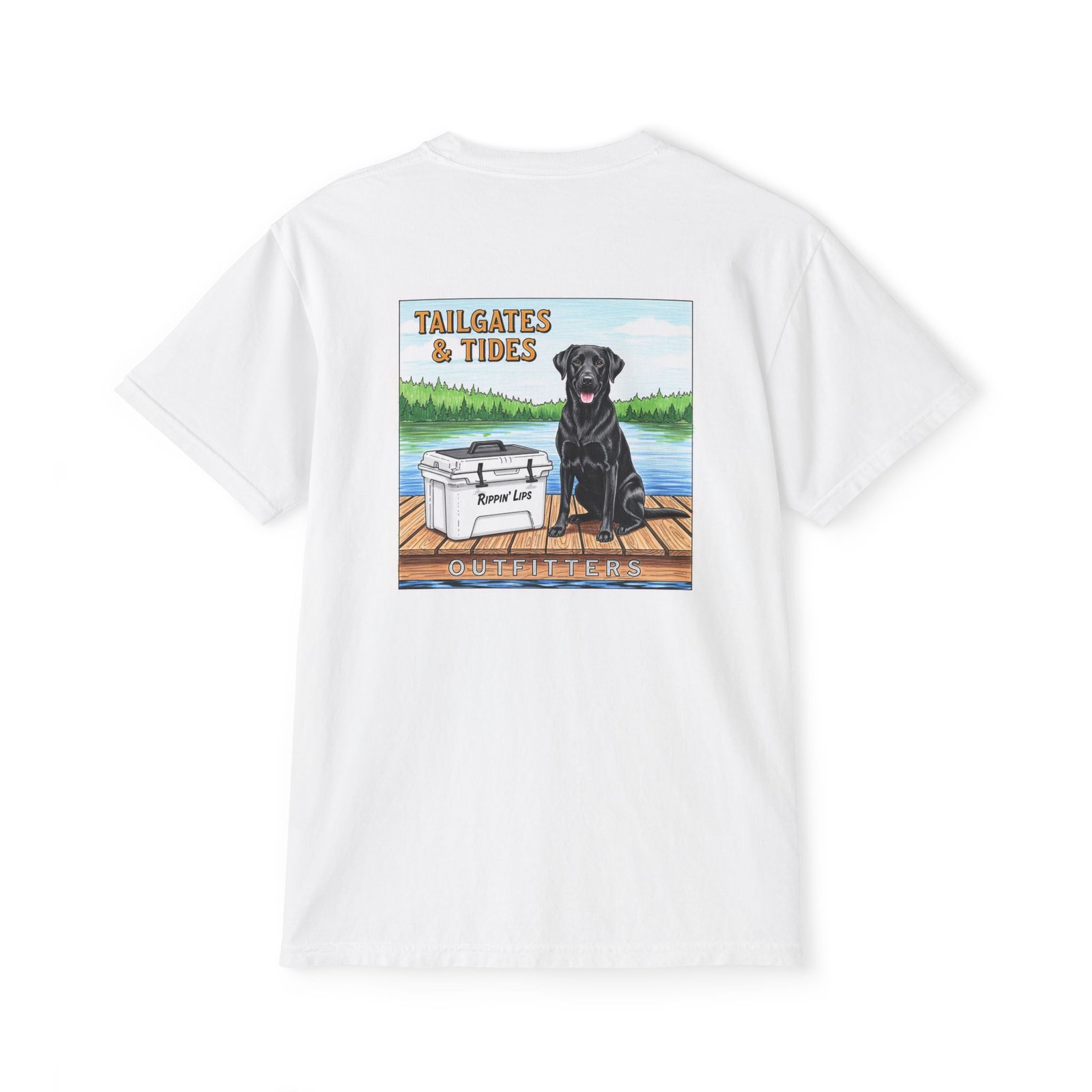 Tailgates and Tides Dog Shirt - Black Lab on Dock - Lake Life Graphic Tee - Southern Brand Gift - Preppy Outdoor Style - Comfort Colors - Image 6