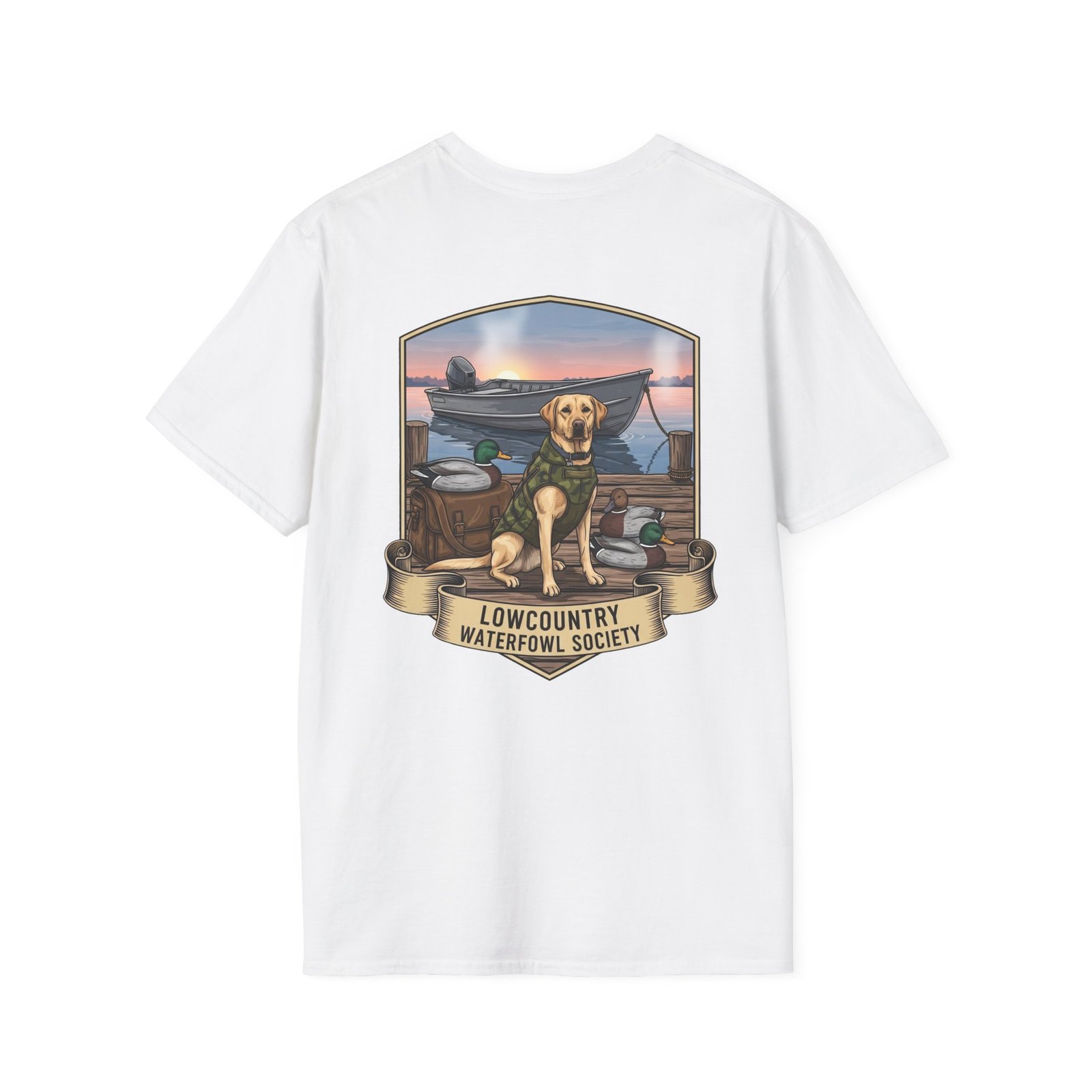 Waterfowl Retriever Emblem T-Shirt | Lowcountry Waterfowl Society, Hunting Dog Badge - Image 6