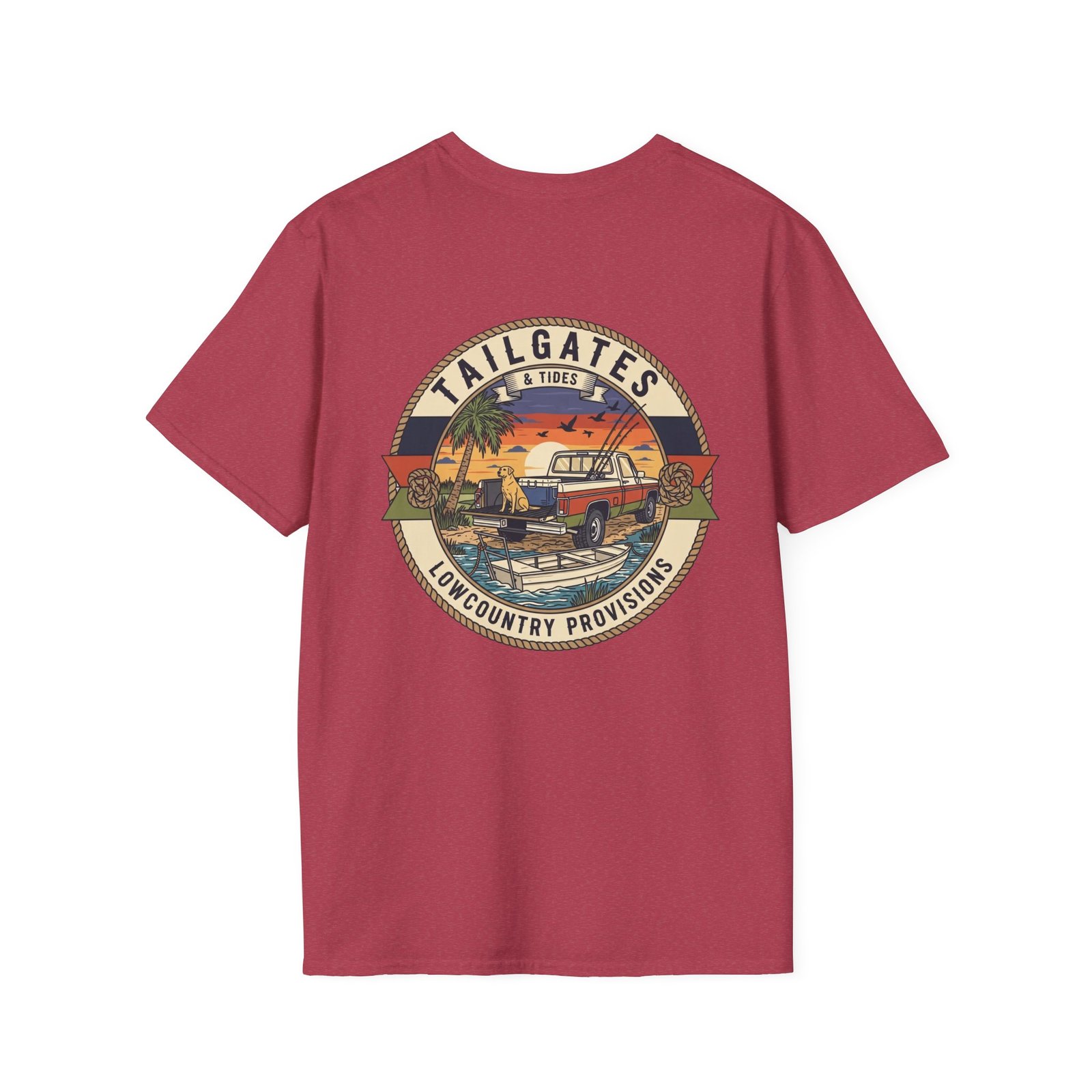 Tailgates & Tides Lowcountry Truck Skiff Back Graphic | Southern Coastal Outdoor Life Tee | Vintage Vector Saltwater Fishing Gift - Image 54