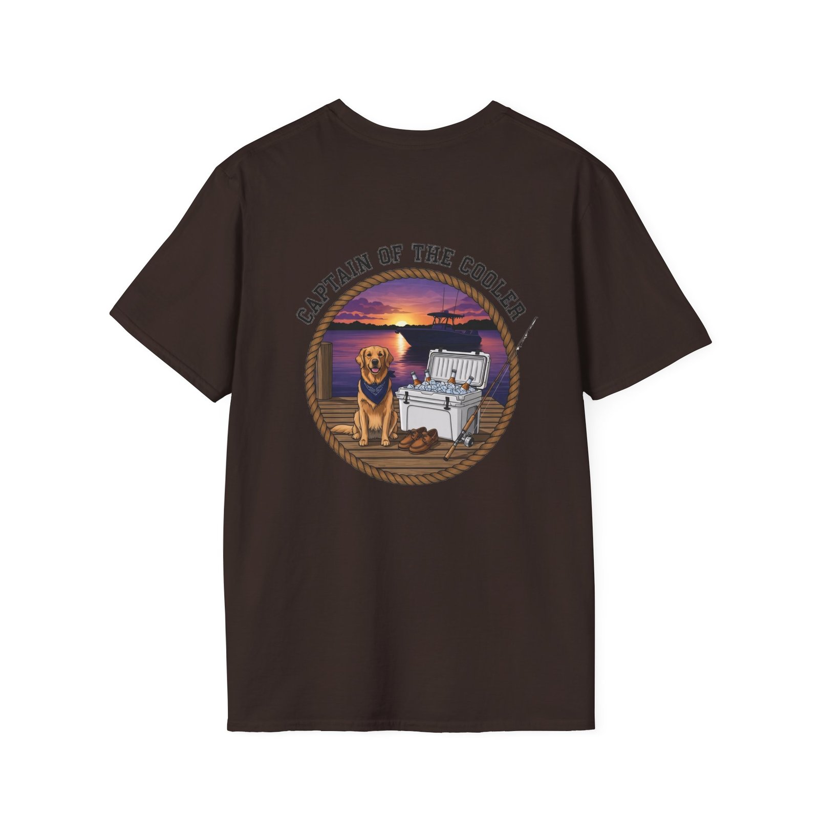 Captain of the Cooler T-Shirt | Dog, Cooler, Sunset Beach Scene - Image 14