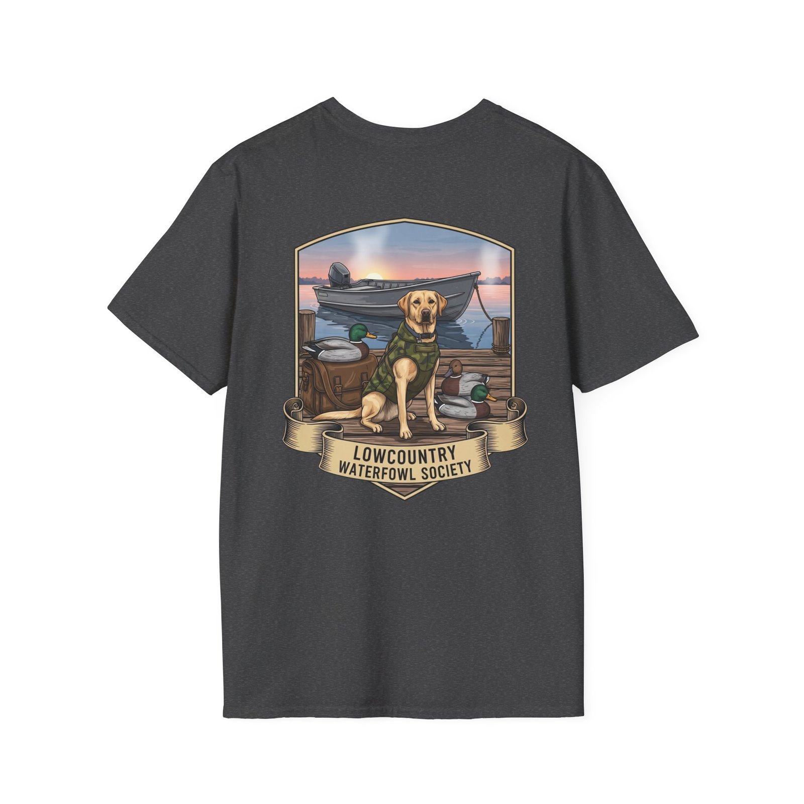 Waterfowl Retriever Emblem T-Shirt | Lowcountry Waterfowl Society, Hunting Dog Badge - Image 22
