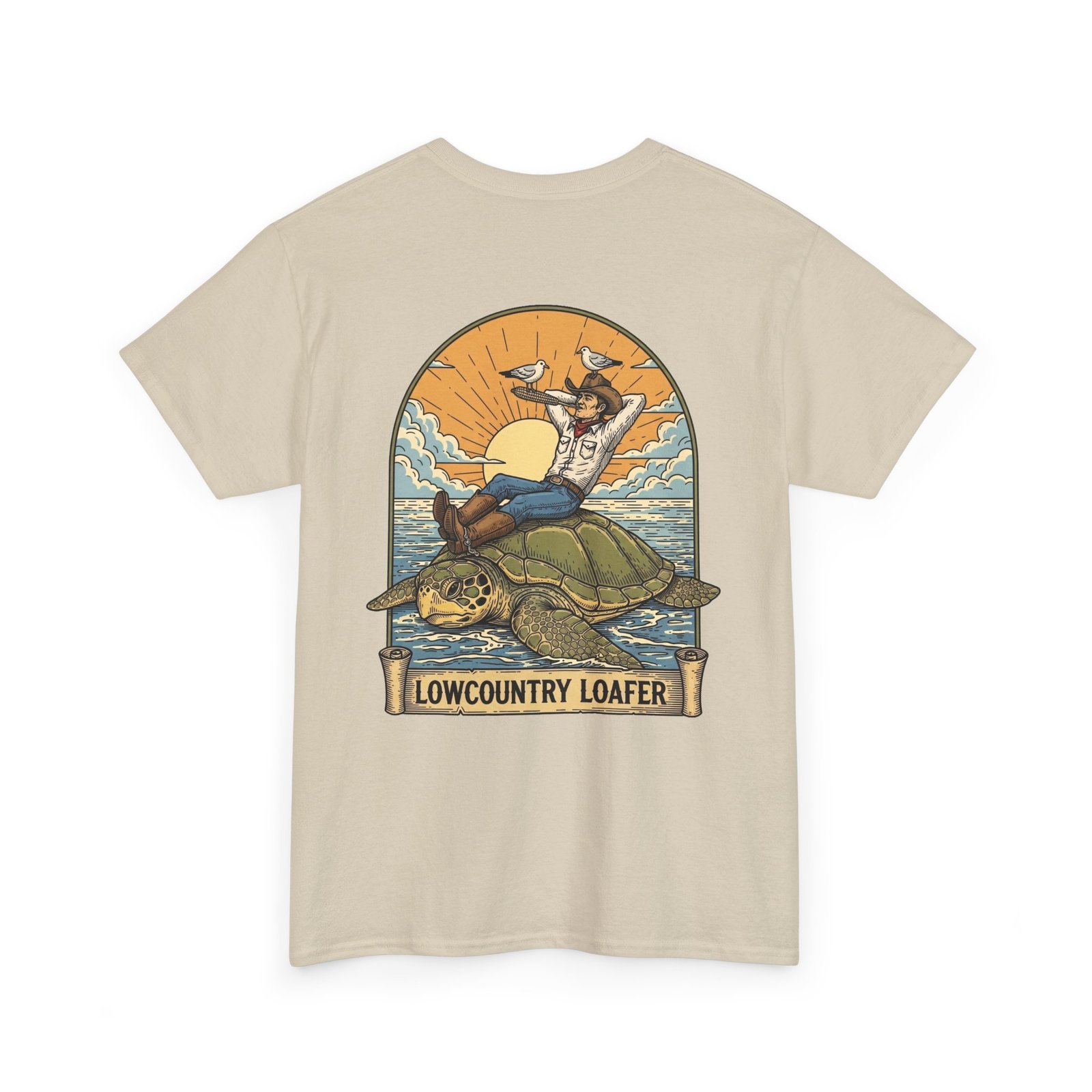 Lowcountry Loafer Sea Turtle T-Shirt | Southern Coastal Marsh Graphic Tee | Relaxed Preppy Beach Aesthetic | Saltwater Soul Gift - Image 12