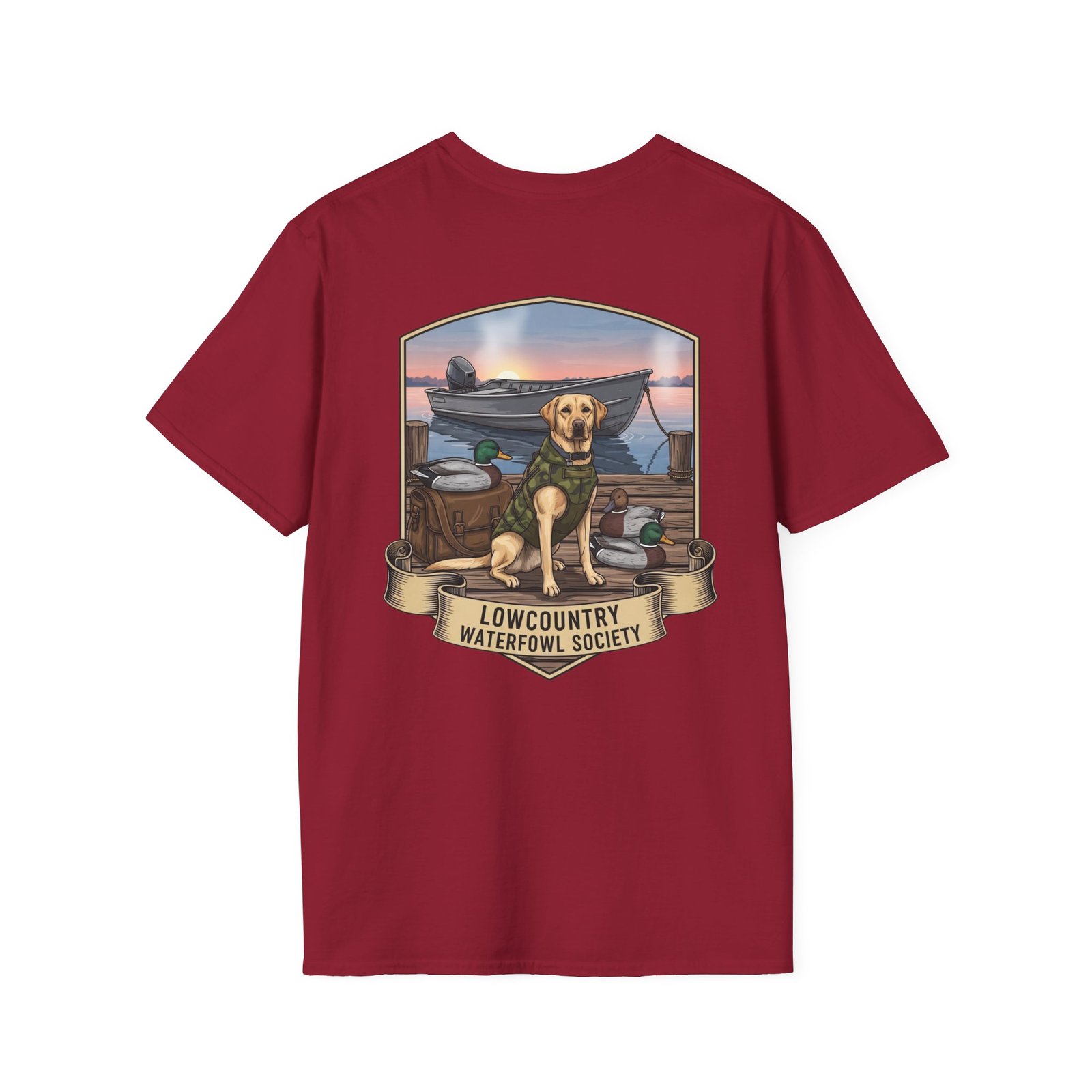 Waterfowl Retriever Emblem T-Shirt | Lowcountry Waterfowl Society, Hunting Dog Badge - Image 38