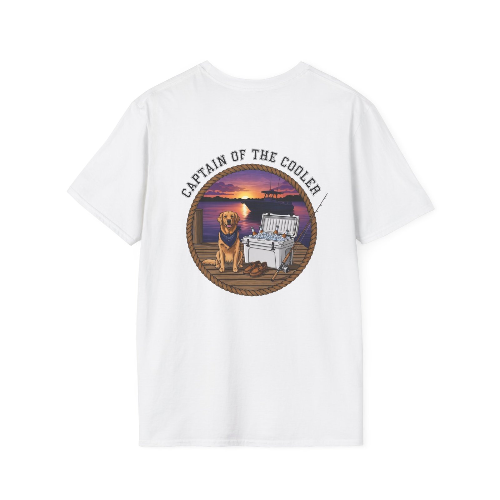 Captain of the Cooler T-Shirt | Dog, Cooler, Sunset Beach Scene - Image 6