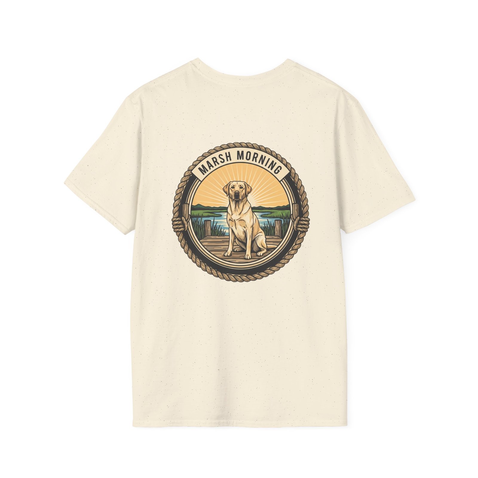 Marsh Morning Yellow Lab Shirt | Southern Duck Hunting Tee | Vintage Retriever Rope Badge | Coastal Sunrise Graphic Gift - Image 10