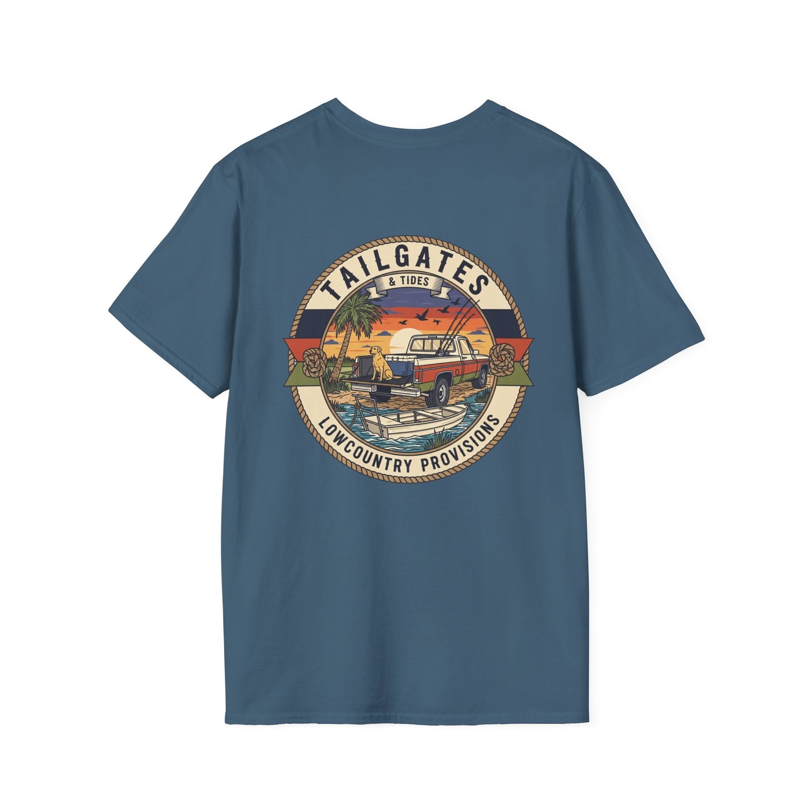 Tailgates & Tides Lowcountry Truck Skiff Back Graphic | Southern Coastal Outdoor Life Tee | Vintage Vector Saltwater Fishing Gift - Image 30