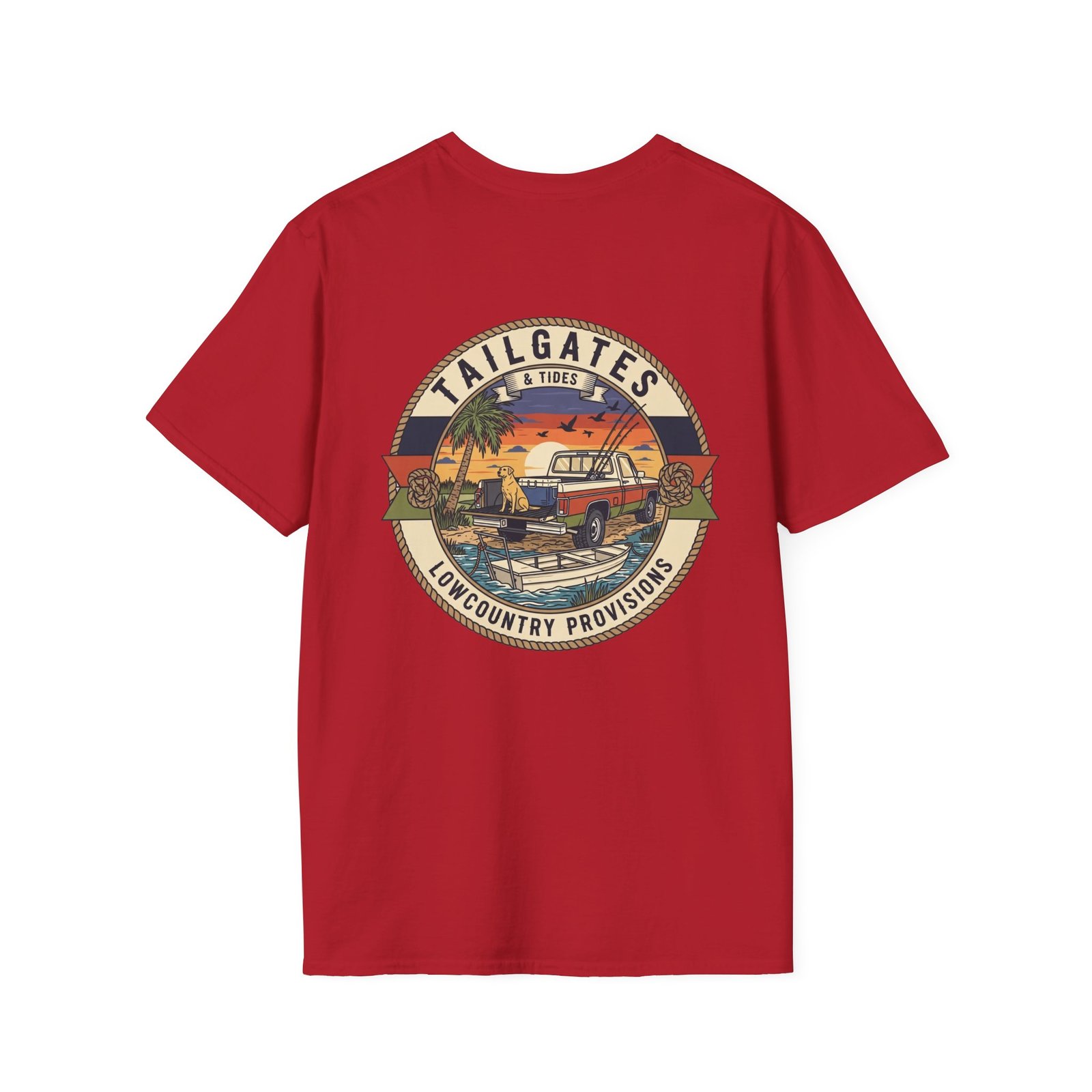 Tailgates & Tides Lowcountry Truck Skiff Back Graphic | Southern Coastal Outdoor Life Tee | Vintage Vector Saltwater Fishing Gift - Image 50