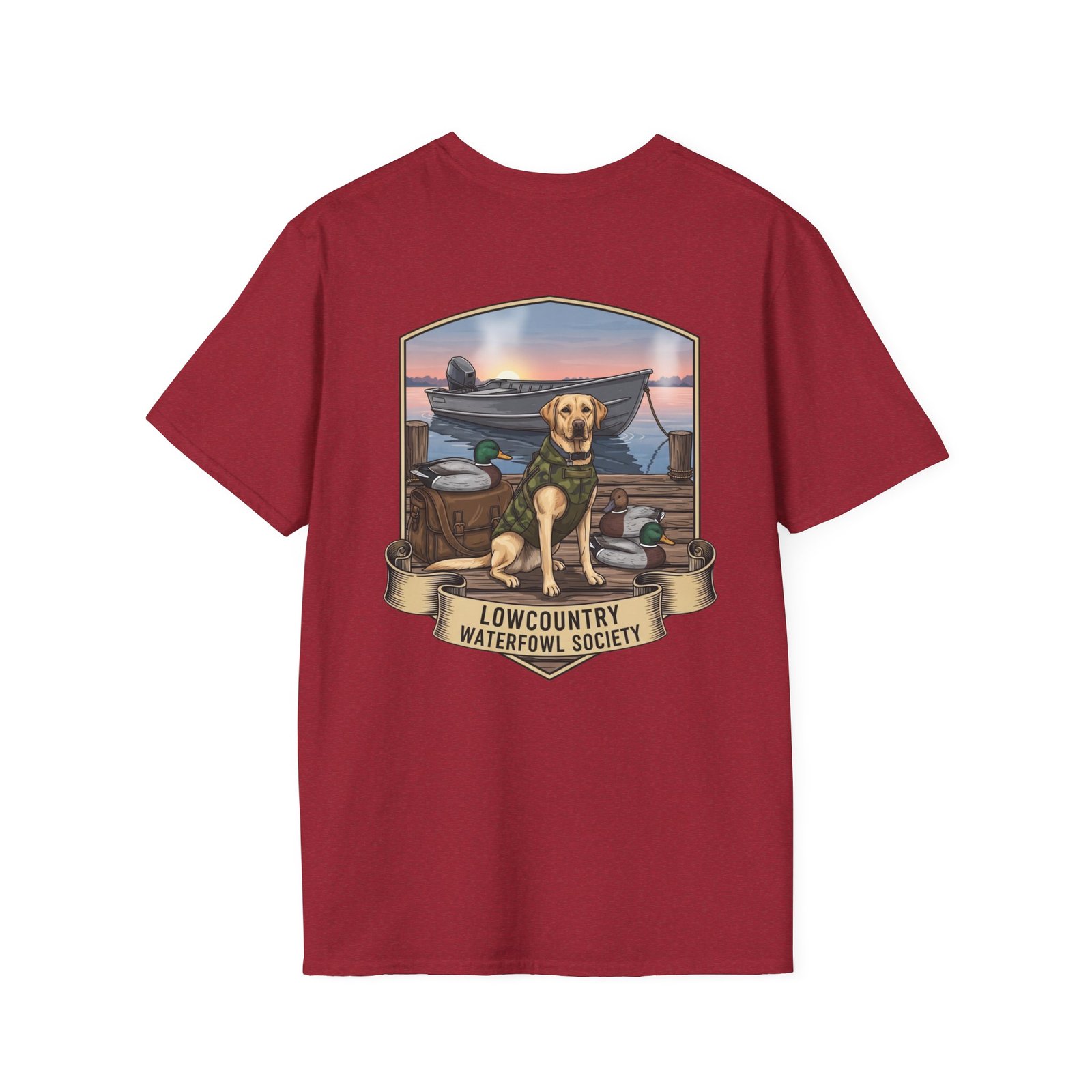 Waterfowl Retriever Emblem T-Shirt | Lowcountry Waterfowl Society, Hunting Dog Badge - Image 34